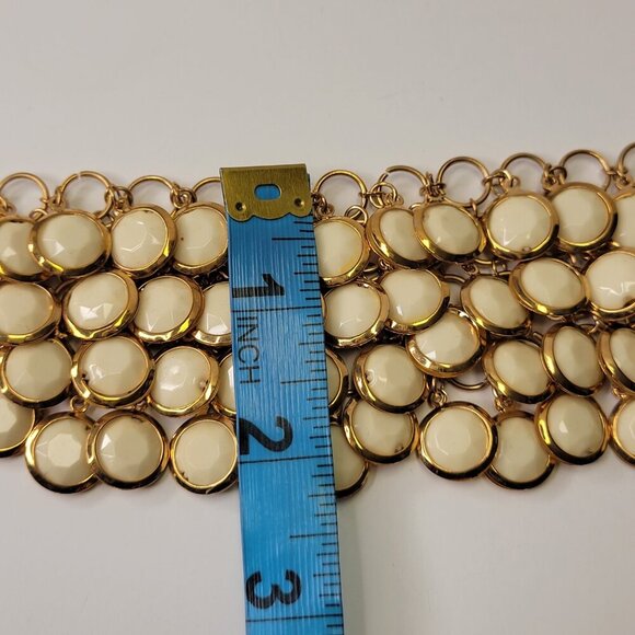 White Choker Gold Tone Resin Pendant Fashion Bib Statement Necklace - Picture 5 of 10